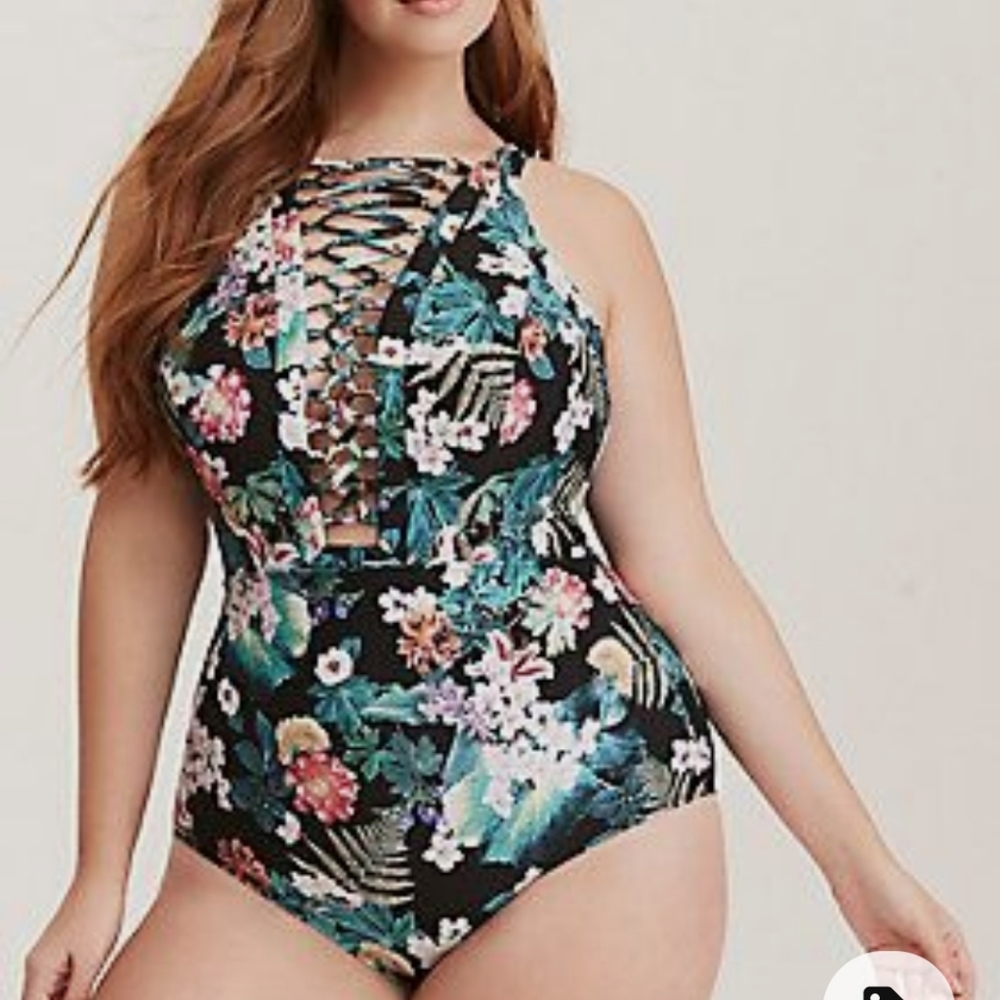 TORRID Lattice Neckline One Piece Size 4